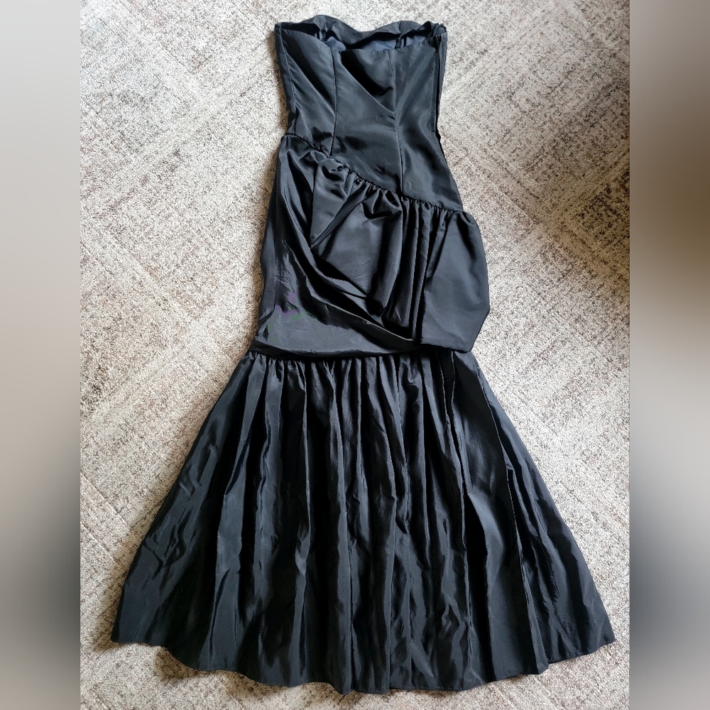 Vintage Gunne Sax Strapless Sweetheart Neck Drop Waist Draped Mermaid Gown Sz 0 - Picture 6 of 12